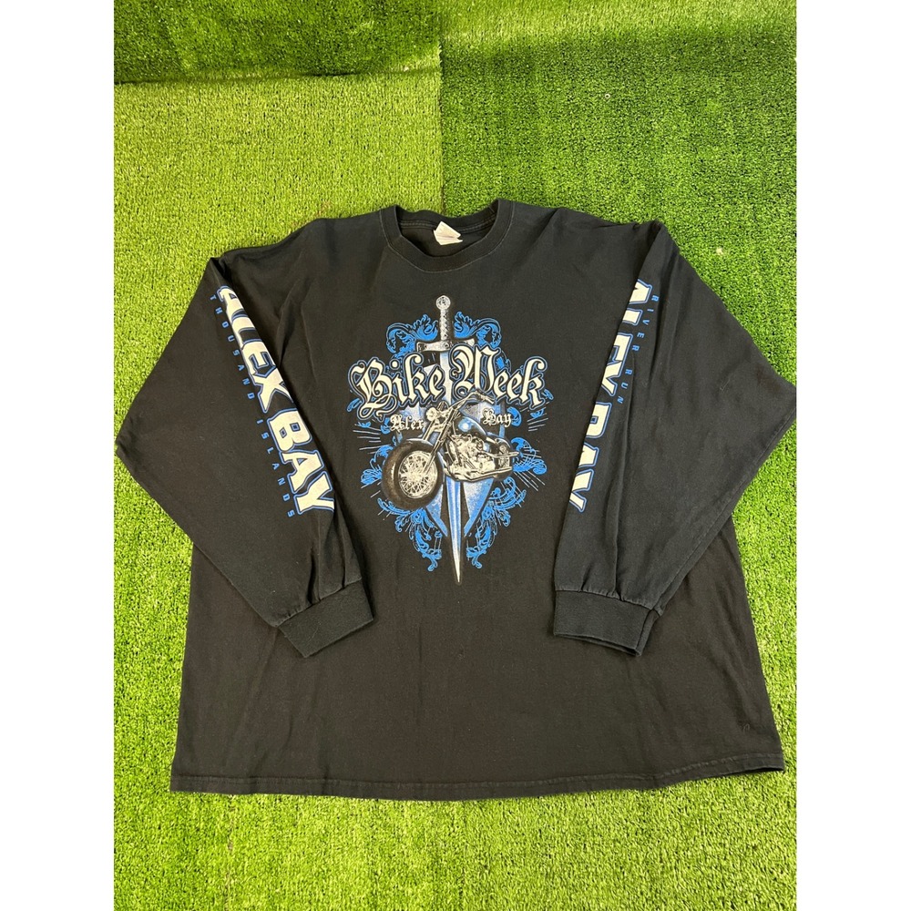 Gildan Alex Bay Bike Week Thousand Islands Long Sleeve Shirt Black Mens 3XL‎